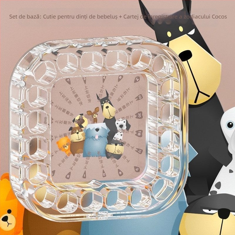 Cutie pentru dinți de lapte pentru copii, cutie acrilică, cutie anti-oxidantă pentru dinți, pentru vârsta 0–3 ani