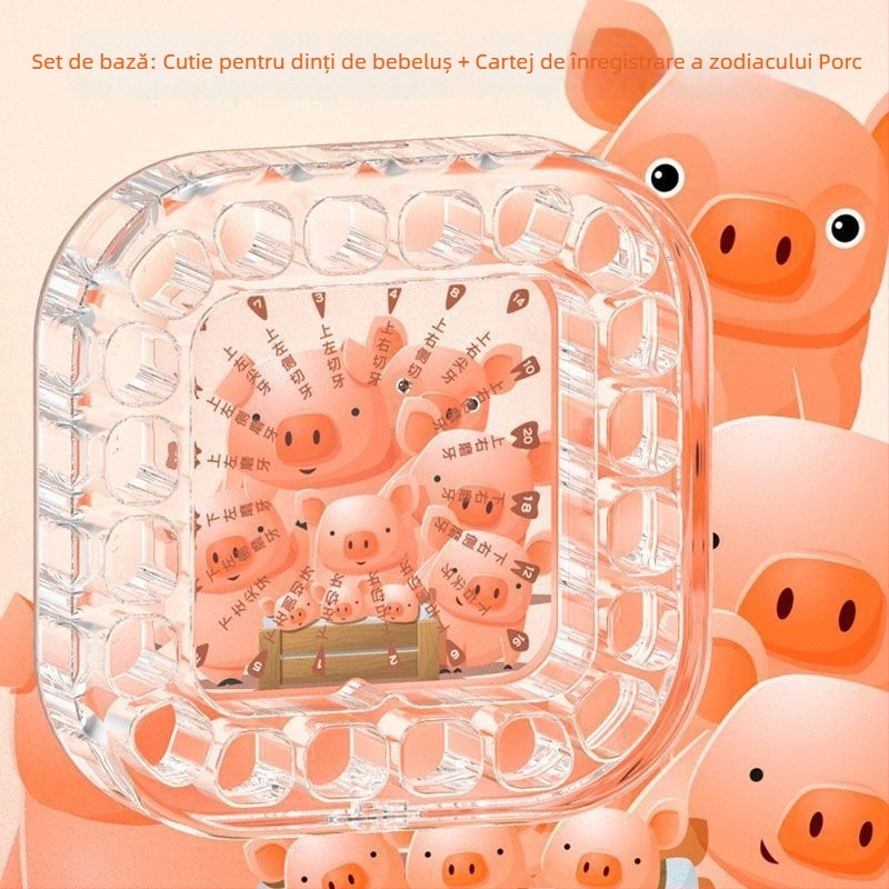 Cutie pentru dinți de lapte pentru copii, cutie acrilică, cutie anti-oxidantă pentru dinți, pentru vârsta 0–3 ani