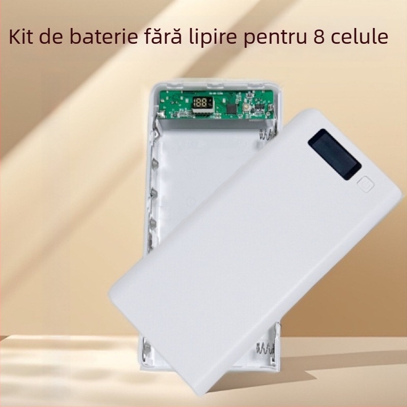 Carcasă pentru baterii 18650 fără sudură, 8 celule, pentru carcasă DIY a unei surse mobile de alimentare cu încărcare rapidă bidirecțională