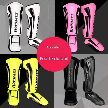 Protecție gambă Muay Thai din PU, design vertical, model fangs leggings, greutate 0.5