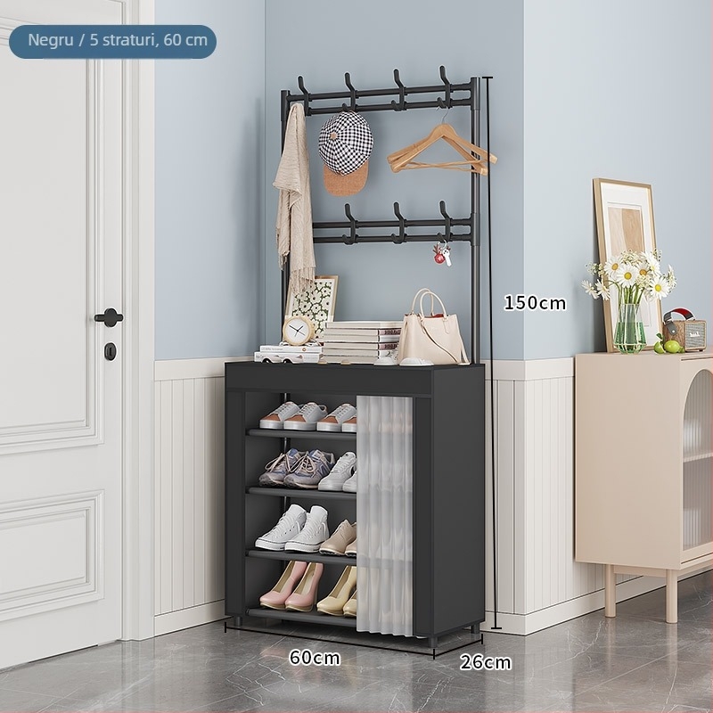 Raft pentru pantofi și pălării pentru intrarea în casă, cu mai multe etaje, protecție împotriva prafului, cu ușă, pe podea