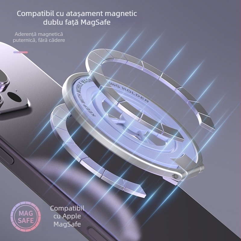 Suport magnetic dublu pentru telefon, staționare de birou pliabilă, aliaj, design universal, personalizabil