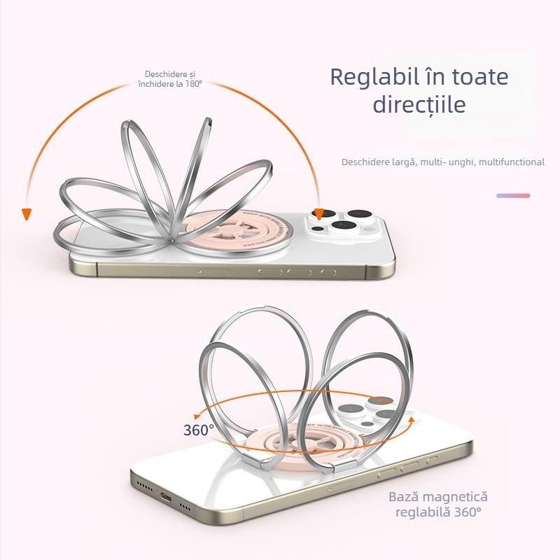 Suport magnetic dublu pentru telefon, staționare de birou pliabilă, aliaj, design universal, personalizabil