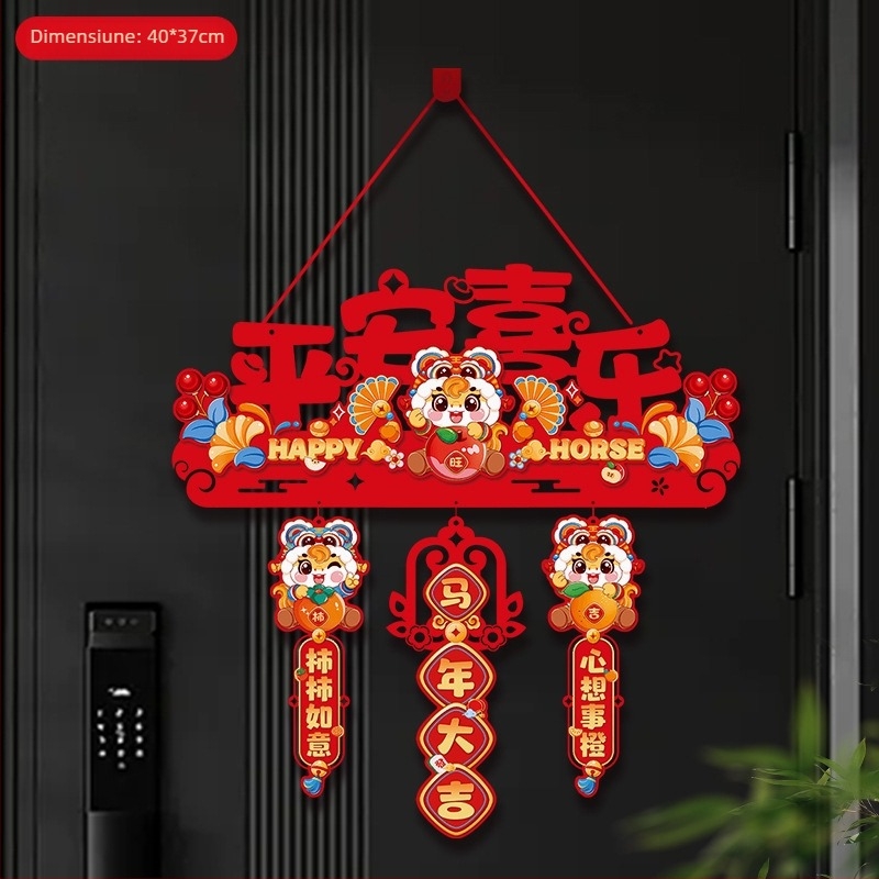 Pandantiv din fetru cu motiv cartoon pentru Festivalul Primăverii – Anul Calului, gata de cadou