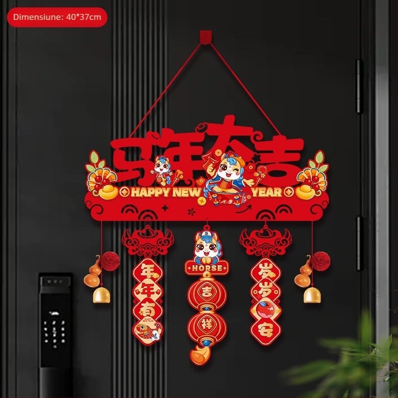 Pandantiv din fetru cu motiv cartoon pentru Festivalul Primăverii – Anul Calului, gata de cadou