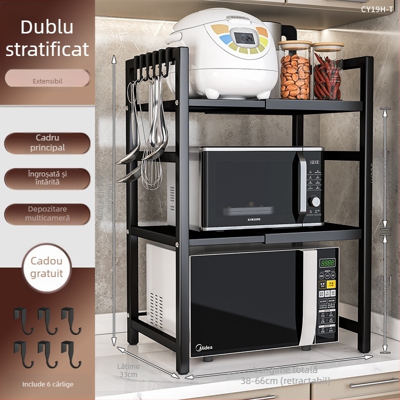 Raft extensibil de bucătărie pentru depozitare, două niveluri, metal, model CY11, stil modern minimalist, personalizabil conform desenelor