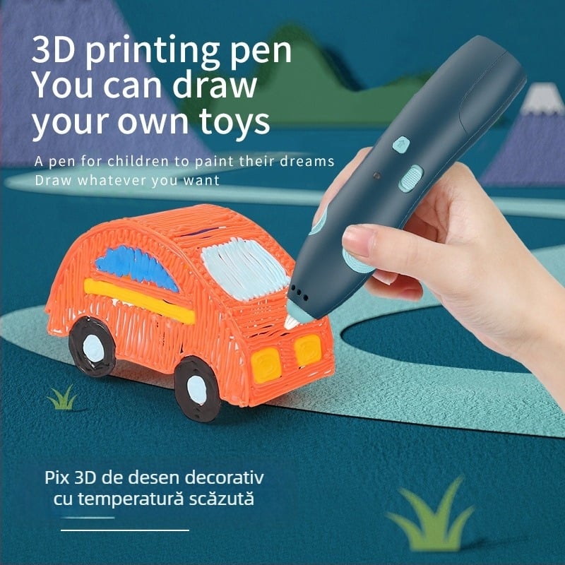 Pix 3D cu temperatură redusă, fără fir, pentru copii — instrument educațional DIY pentru desen 3D