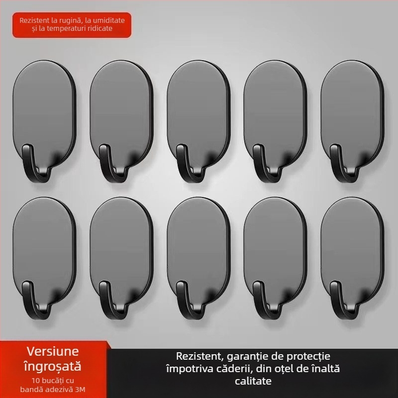 Cuier lipit pentru perete - oțel inoxidabil, cârlige duble, stil minimalist modern, set de 4 buc., capacitate de încărcare 15–20 kg