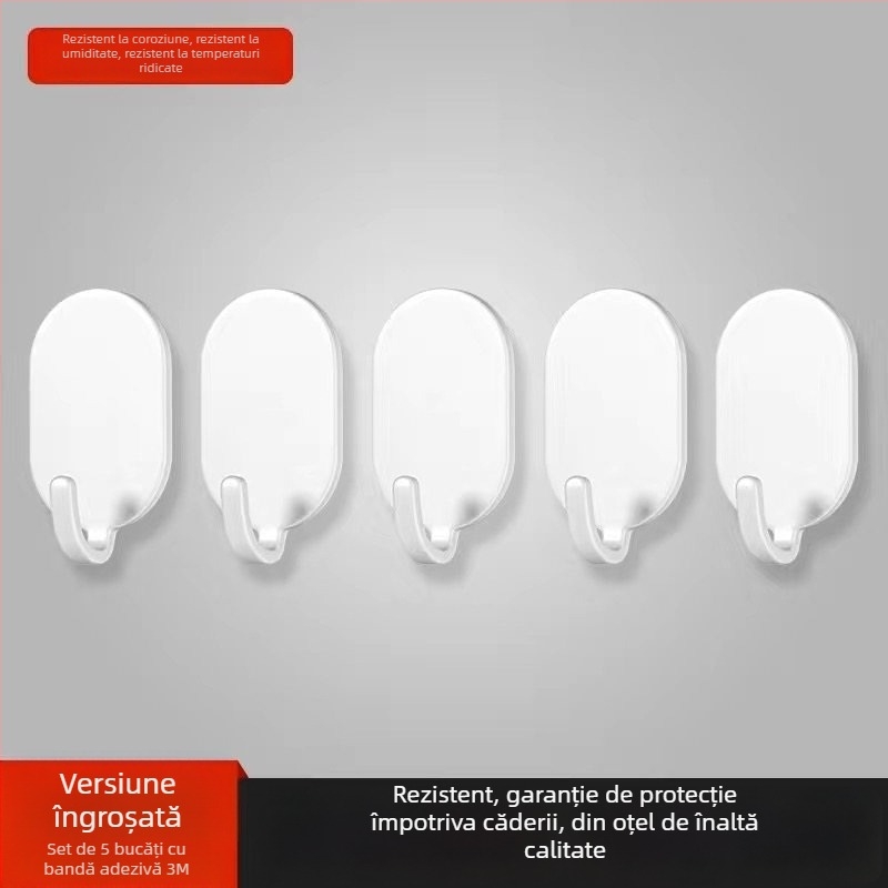 Cuier lipit pentru perete - oțel inoxidabil, cârlige duble, stil minimalist modern, set de 4 buc., capacitate de încărcare 15–20 kg