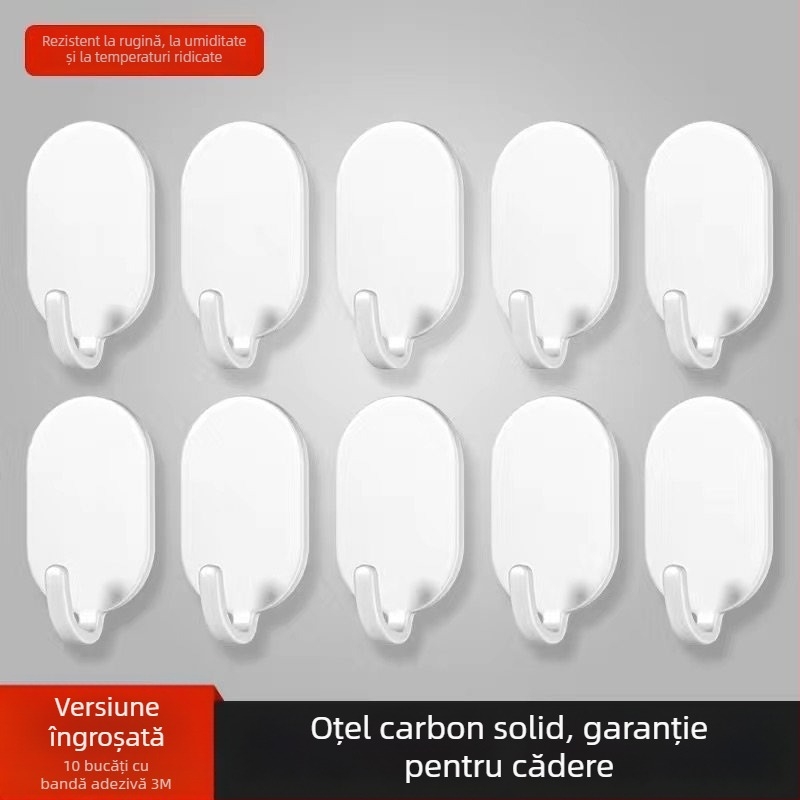 Cuier lipit pentru perete - oțel inoxidabil, cârlige duble, stil minimalist modern, set de 4 buc., capacitate de încărcare 15–20 kg