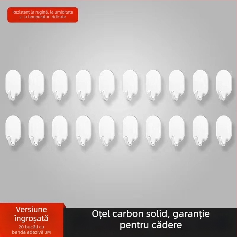 Cuier lipit pentru perete - oțel inoxidabil, cârlige duble, stil minimalist modern, set de 4 buc., capacitate de încărcare 15–20 kg