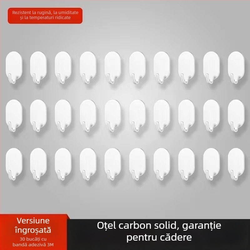 Cuier lipit pentru perete - oțel inoxidabil, cârlige duble, stil minimalist modern, set de 4 buc., capacitate de încărcare 15–20 kg