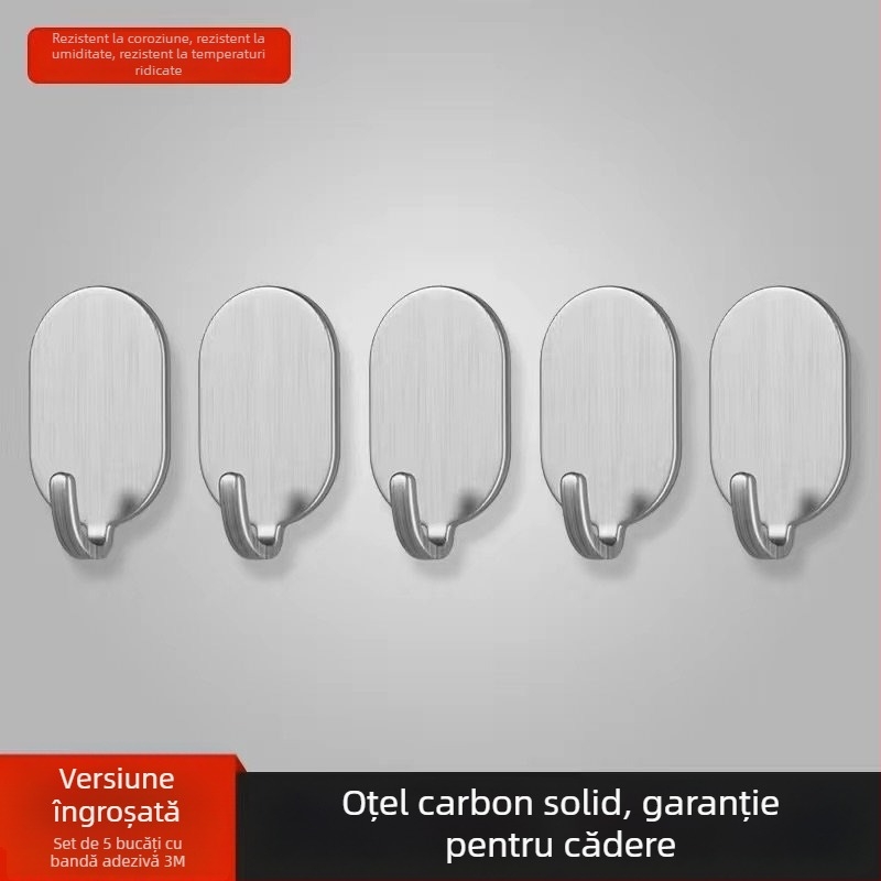 Cuier lipit pentru perete - oțel inoxidabil, cârlige duble, stil minimalist modern, set de 4 buc., capacitate de încărcare 15–20 kg