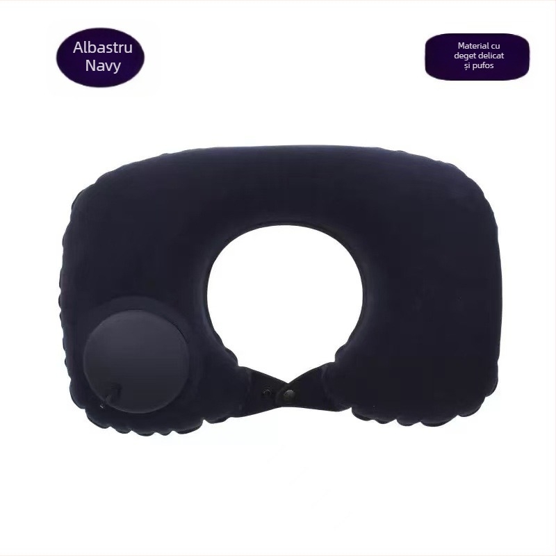 Pernă de călătorie gonflabilă în formă de U, PVC, grosime 20 mm, greutate 100 g, model: în formă de U, stil: minimalist modern