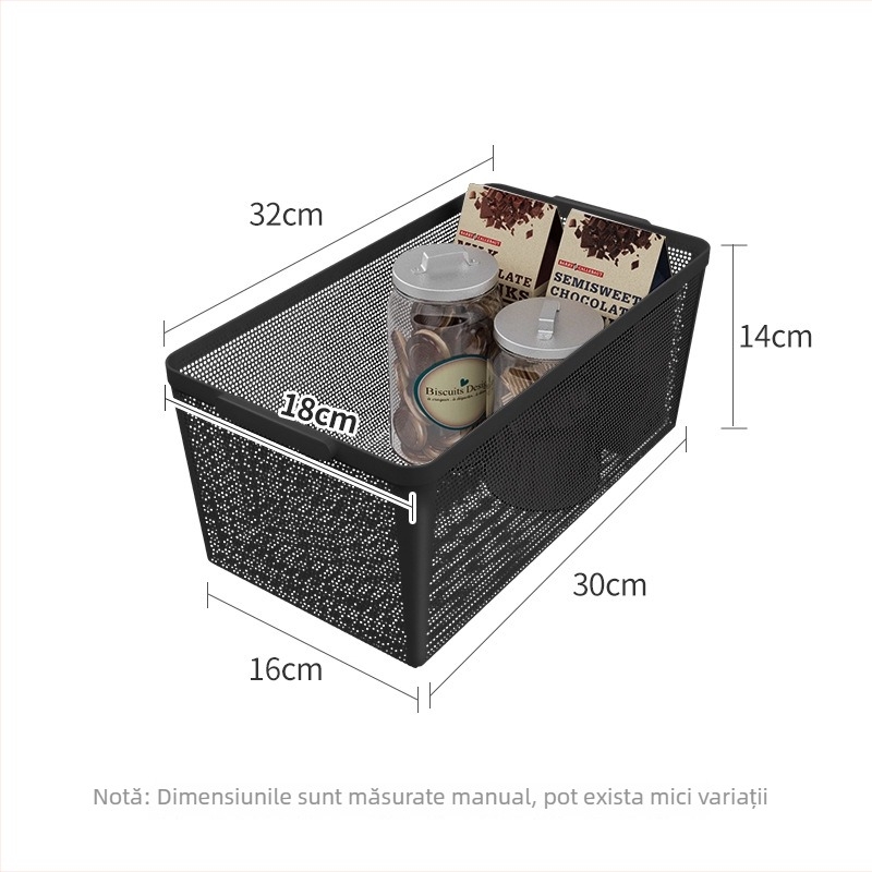 Coș de depozitare dreptunghiular din oțel carbon pentru gustări și uz general – design modern minimalist