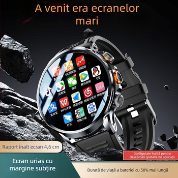 Ceas inteligent cu slot SIM, cadran circular, cameră, pedometru, monitorizare ritm cardiac