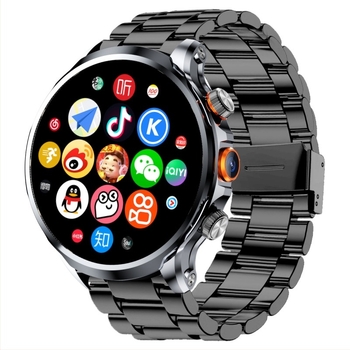 Ceas inteligent cu slot SIM, cadran circular, cameră, pedometru, monitorizare ritm cardiac