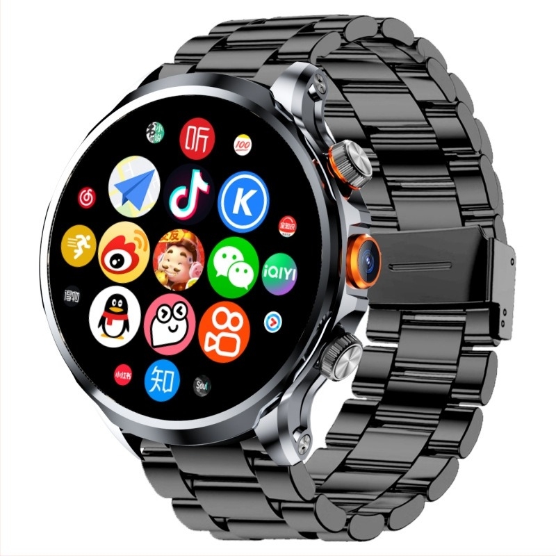 Ceas inteligent cu slot SIM, cadran circular, cameră, pedometru, monitorizare ritm cardiac