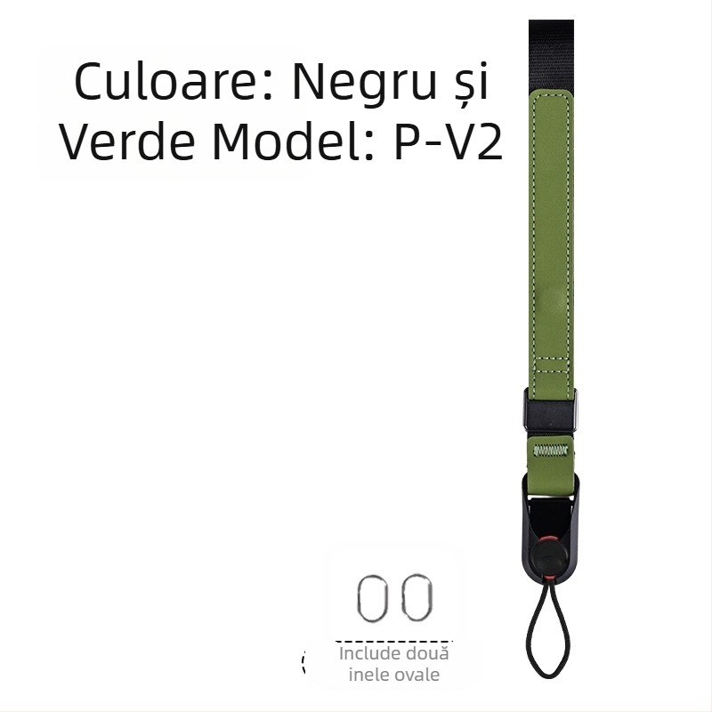 Bretea de încheietură pentru cameră P-V1 — eliberare rapidă cu magnet, reglabil; pentru camere DSLR și mirrorless; Material: bandă web + piele + ABS; Greutate: 50 g