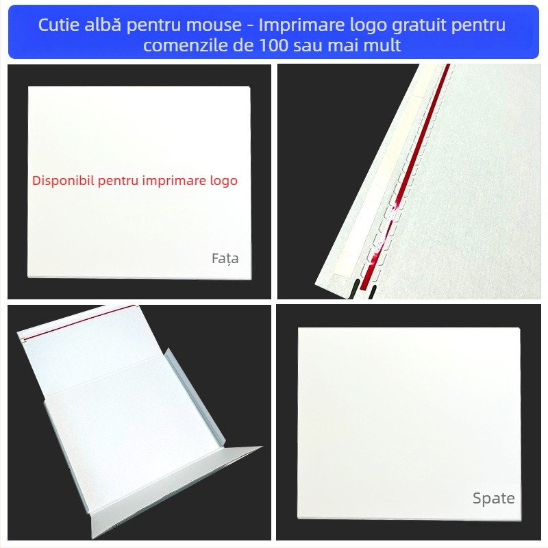 Cutie de ambalaj pentru mouse pad luminos, din carton kraft rigid, imprimare logo, ștanțare cu folie, imprimare UV și embosare