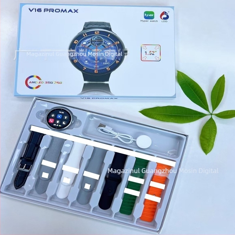 V16ProMAX Ceas inteligent cu IPS display, carcasă din aliaj de aluminiu, apeluri Bluetooth, monitorizare ritm cardiac, monitorizare oxigen din sânge