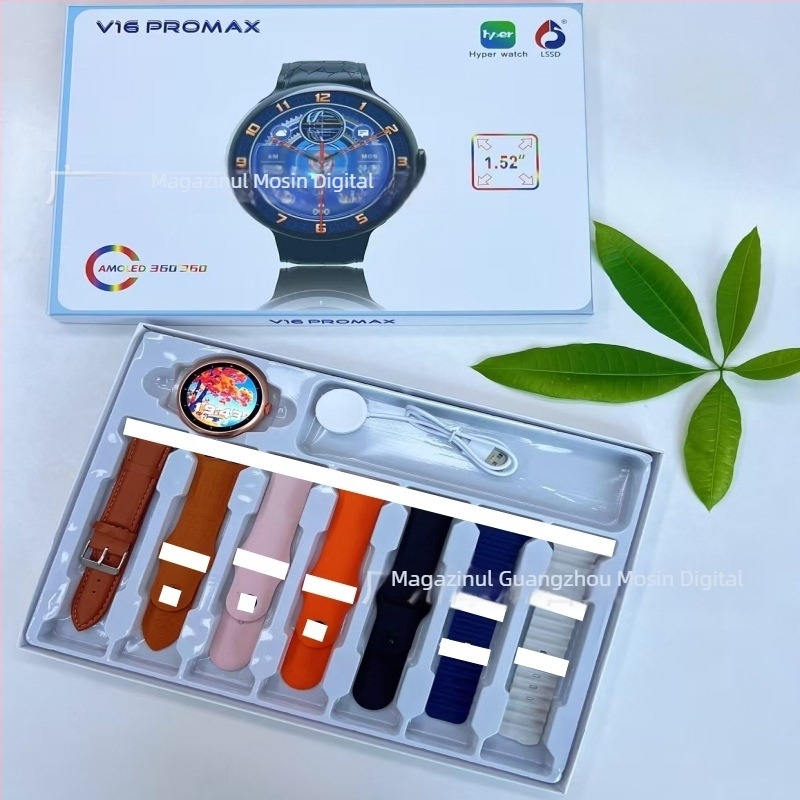 V16ProMAX Ceas inteligent cu IPS display, carcasă din aliaj de aluminiu, apeluri Bluetooth, monitorizare ritm cardiac, monitorizare oxigen din sânge