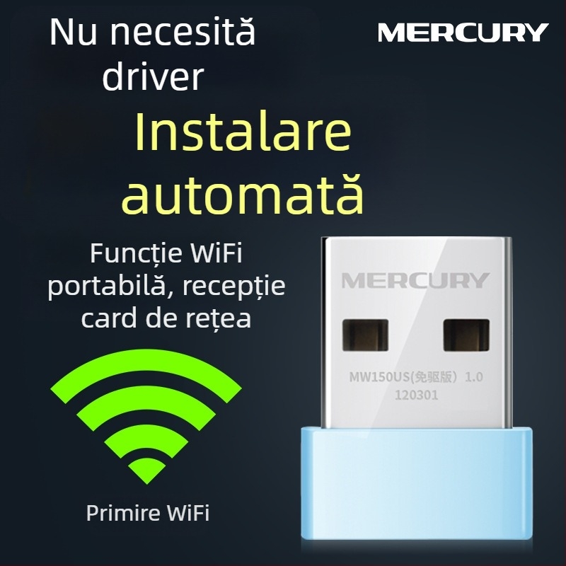 Mercury MW150UH adaptor USB de rețea wireless, 300 Mbps, 2.4 GHz, 802.11b/g/n, fără driver