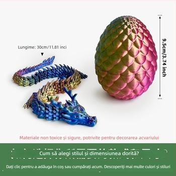 Set de ornamente dragon imprimat 3D — formele dragonului și ale oului, PLA material, artă modernă, personalizare disponibilă