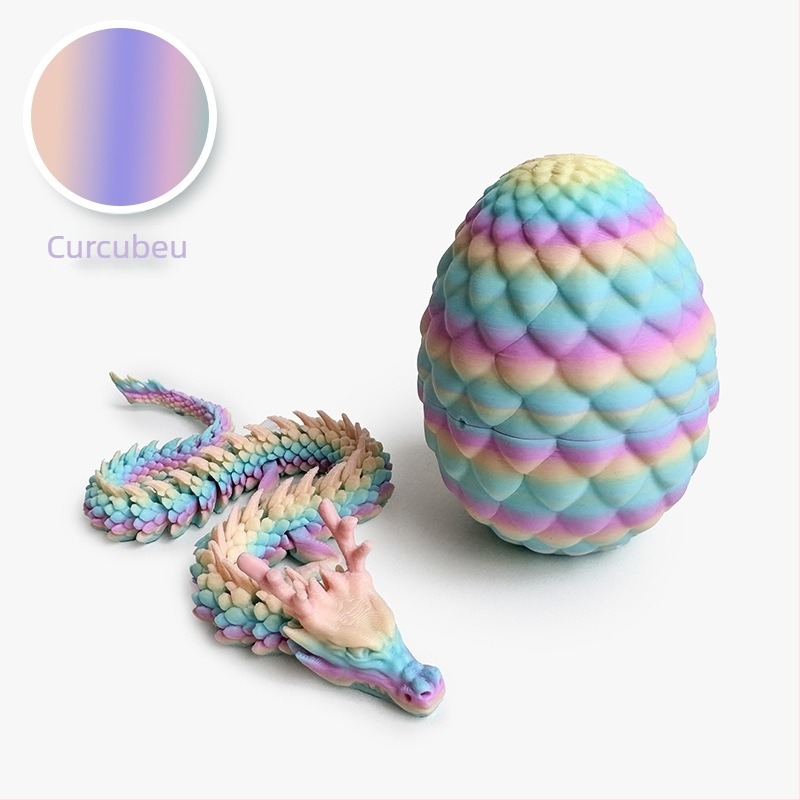 Set de ornamente dragon imprimat 3D — formele dragonului și ale oului, PLA material, artă modernă, personalizare disponibilă