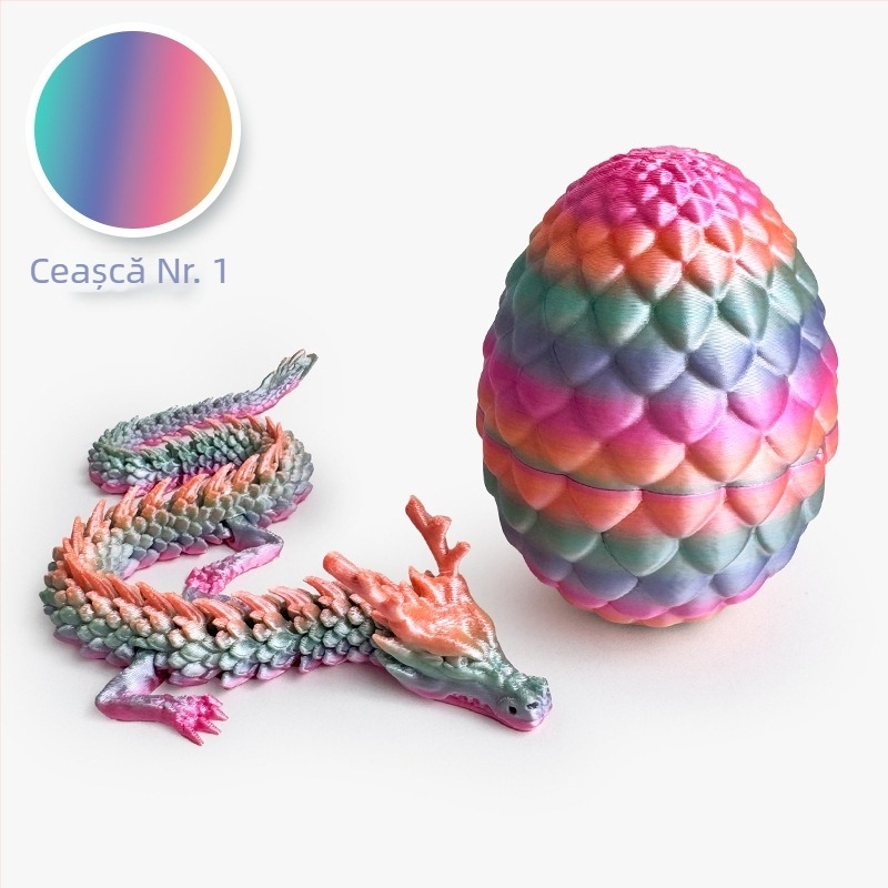 Set de ornamente dragon imprimat 3D — formele dragonului și ale oului, PLA material, artă modernă, personalizare disponibilă