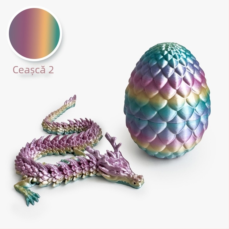 Set de ornamente dragon imprimat 3D — formele dragonului și ale oului, PLA material, artă modernă, personalizare disponibilă