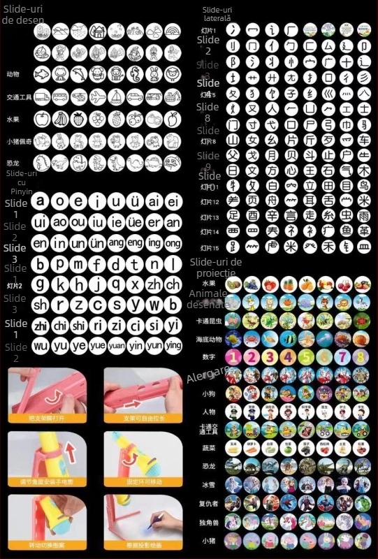 Joc LED de proiecție pentru copii — proiector, proiecție de desene, desen, corp din plastic, pentru vârsta 4-6 ani