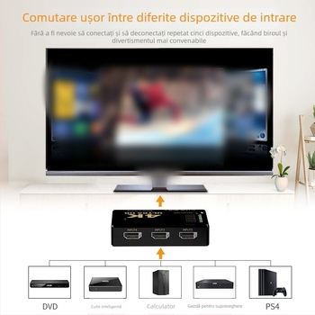 Bdxc-3–1/5–1 comutator audio-video 4K cu distribuitor IR și telecomandă pentru TV, ecran divizat