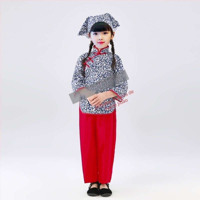 Costum de dans etnic pentru Yangko, imprimeu floral, poliester 95%+, pentru femei sub 17 ani, primăvară 2024
