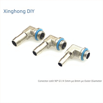 Fiting 90° pentru furtun de răcire, cu fir G1/4, stil pagoda, din cupru