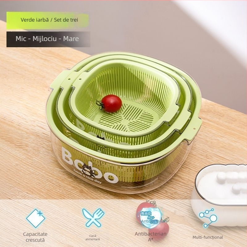 Platou pentru fructe și coș pentru fructe, Material PET, Clasă alimentară, Cutie de depozitare a ouălor în frigider, Organizator de alimente