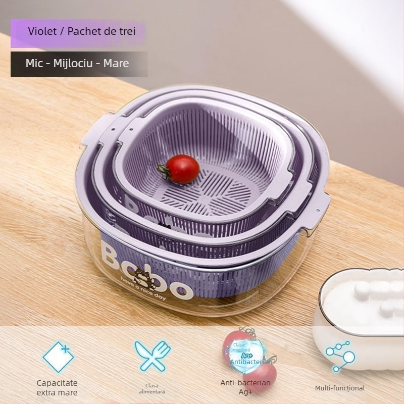 Platou pentru fructe și coș pentru fructe, Material PET, Clasă alimentară, Cutie de depozitare a ouălor în frigider, Organizator de alimente