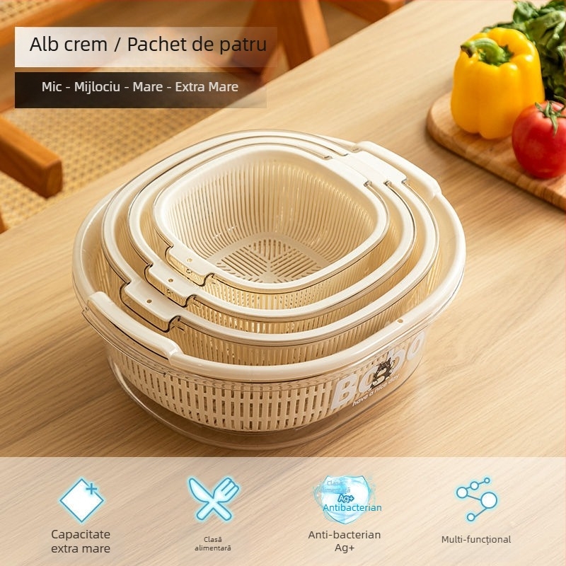 Platou pentru fructe și coș pentru fructe, Material PET, Clasă alimentară, Cutie de depozitare a ouălor în frigider, Organizator de alimente