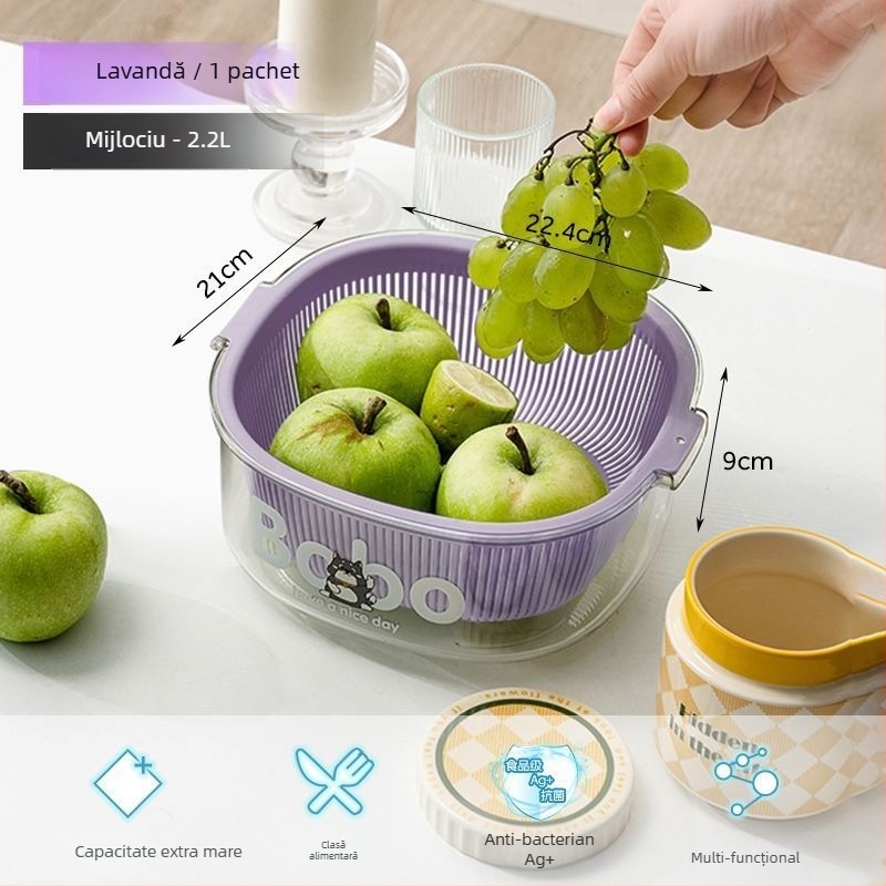 Platou pentru fructe și coș pentru fructe, Material PET, Clasă alimentară, Cutie de depozitare a ouălor în frigider, Organizator de alimente