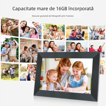 Frameo ramă foto digitală în cloud, cu Wi‑Fi, touchscreen, rezoluție 1280×800, 16GB, suport SD/USB, redare video