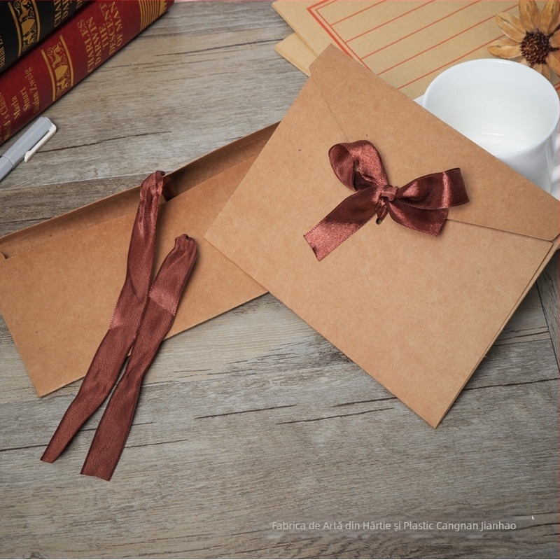 Plic de invitație în stil occidental, hârtie kraft, imprimare logo, personalizare disponibilă, model No. 5/DL