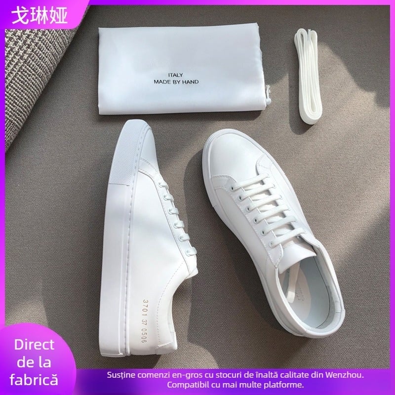 Pantofi sport unisex din piele naturală - partea superioară din piele naturală (talie joasă; vârf rotund; talpă din cauciuc; închidere cu șireturi; branț din piele naturală)