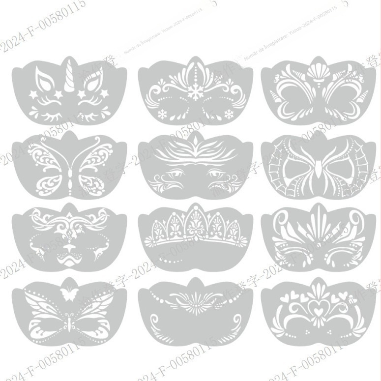 Șablon de pictură facială pentru copii – machiaj de scenă DIY, Șablon decupat, Șablon colțul ochiului – OWKJASW, PET, Neimportat, Fără autorizație IP