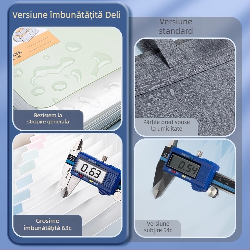 Deli PM06 dosar acordeon pentru documente, plastic, 13 compartimente, model DL-Vertical, grosime 63C