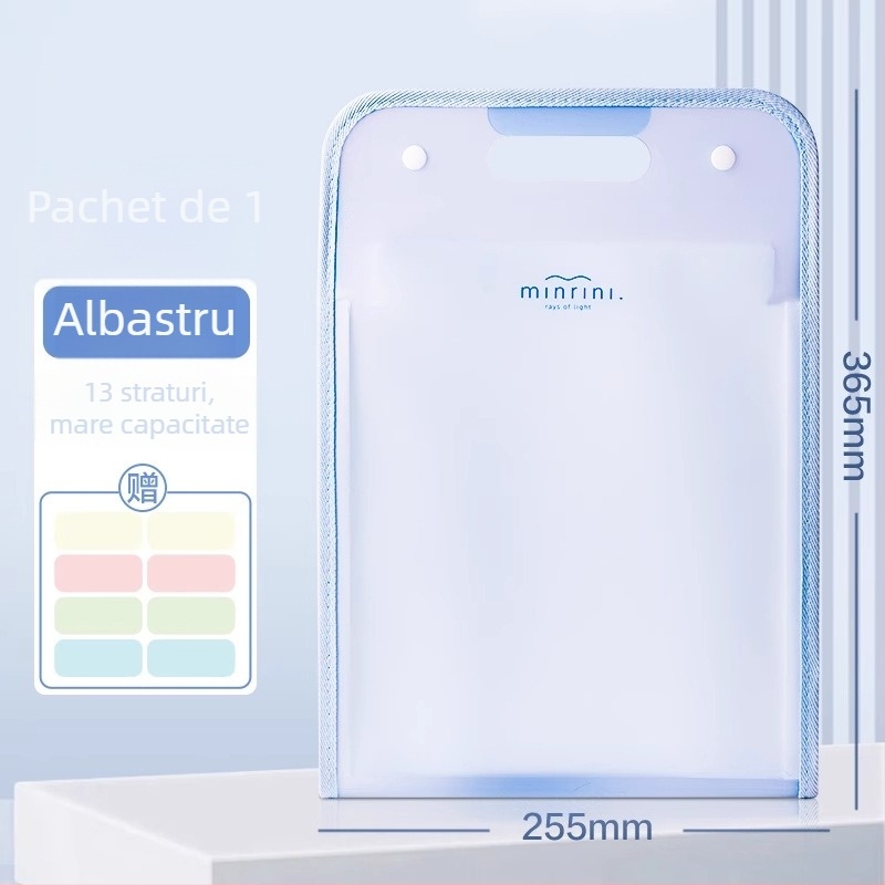 Deli PM06 dosar acordeon pentru documente, plastic, 13 compartimente, model DL-Vertical, grosime 63C