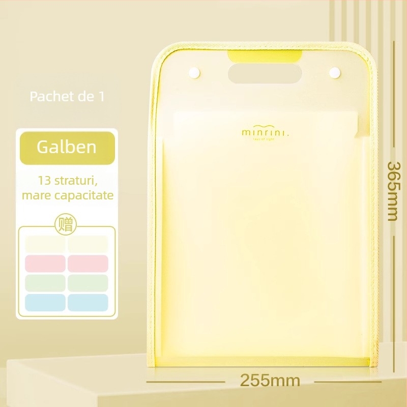 Deli PM06 dosar acordeon pentru documente, plastic, 13 compartimente, model DL-Vertical, grosime 63C