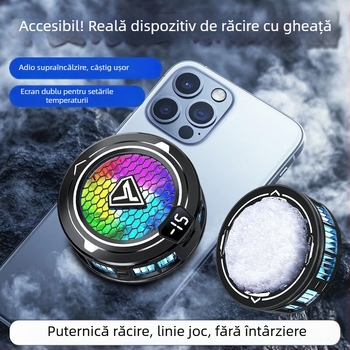 Răcitor mobil pentru jocuri cu răcire pe bază de semiconductori, prindere magnetică, afișaj digital, pentru esports, model Sl49