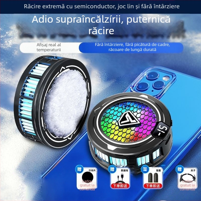 Răcitor mobil pentru jocuri cu răcire pe bază de semiconductori, prindere magnetică, afișaj digital, pentru esports, model Sl49