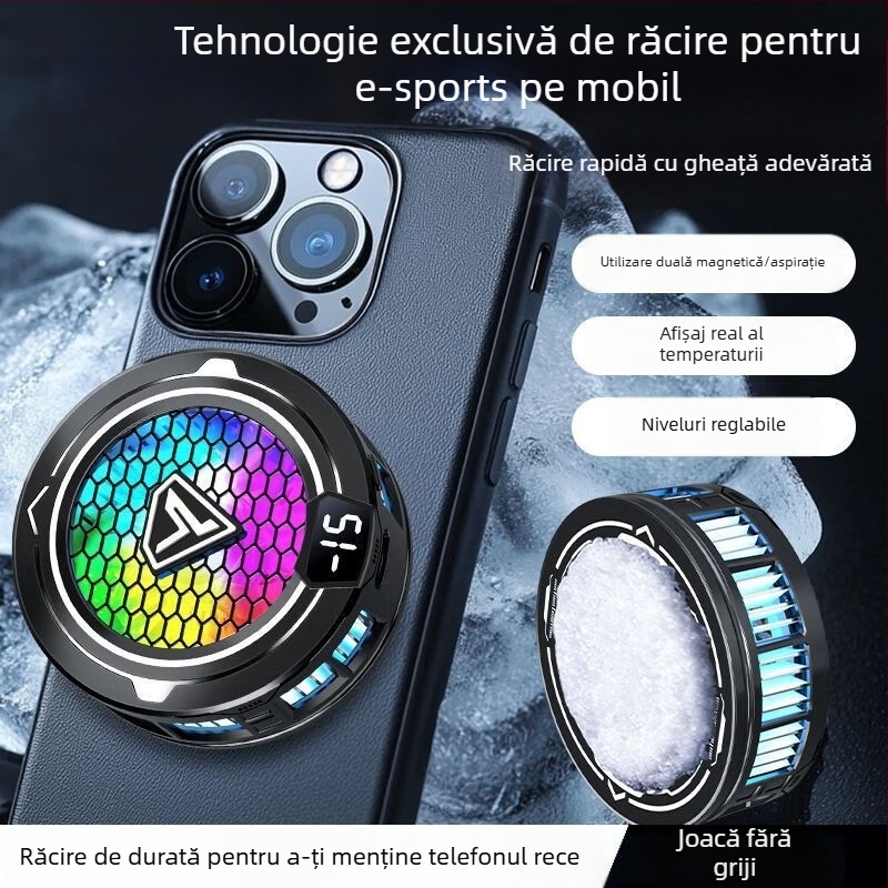 Răcitor mobil pentru jocuri cu răcire pe bază de semiconductori, prindere magnetică, afișaj digital, pentru esports, model Sl49