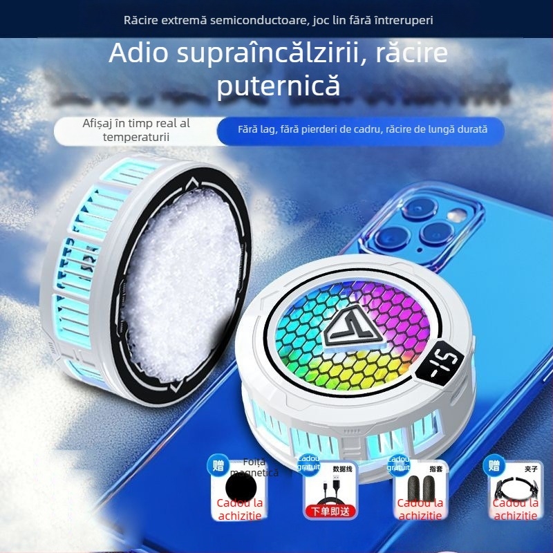 Răcitor mobil pentru jocuri cu răcire pe bază de semiconductori, prindere magnetică, afișaj digital, pentru esports, model Sl49